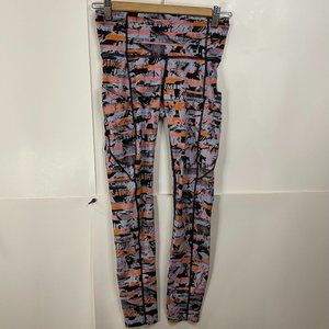 Lululemon Fast Free 7/8 Tight II *Nulux 25" Coral pink Gray Print Size 4